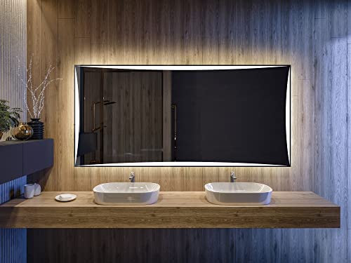 Artforma Badspiegel 100x100 cm mit LED Beleuchtung und Abdeckung- Wählen Sie Zubehör - Individuell Nach Maß - Beleuchtet Wandspiegel Lichtspiegel Badezimmerspiegel - LED Farbe zu Wählen L77 von Artforma