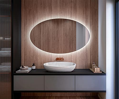 Artforma Badspiegel 100x60 cm mit LED Beleuchtung - Individuell Nach Maß - Beleuchtet Wandspiegel Lichtspiegel Badezimmerspiegel - LED Farbe und Touch Schalter - T109 von Artforma