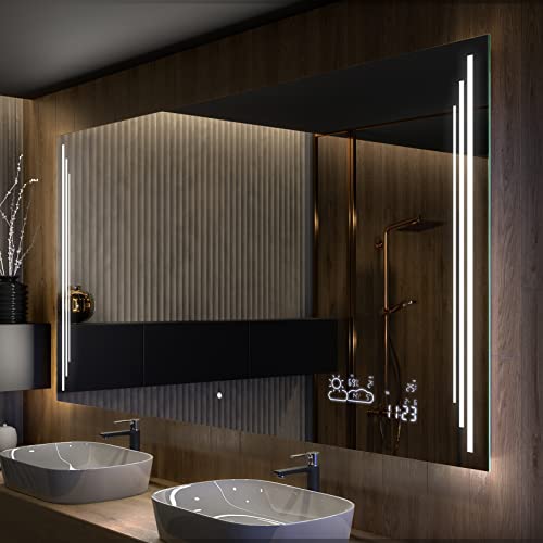 Artforma Badspiegel 100x70 cm mit LED Beleuchtung - Wählen Sie Zubehör - Individuell Nach Maß - Beleuchtet Wandspiegel Lichtspiegel Badezimmerspiegel - LED Farbe zu Wählen L27 von Artforma