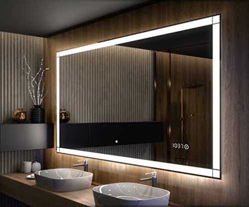 Artforma Badspiegel 100x80 cm mit LED Beleuchtung - Wählen Sie Zubehör - Individuell Nach Maß - Beleuchtet Wandspiegel Lichtspiegel Badezimmerspiegel - LED Farbe zu Wählen L125 von Artforma