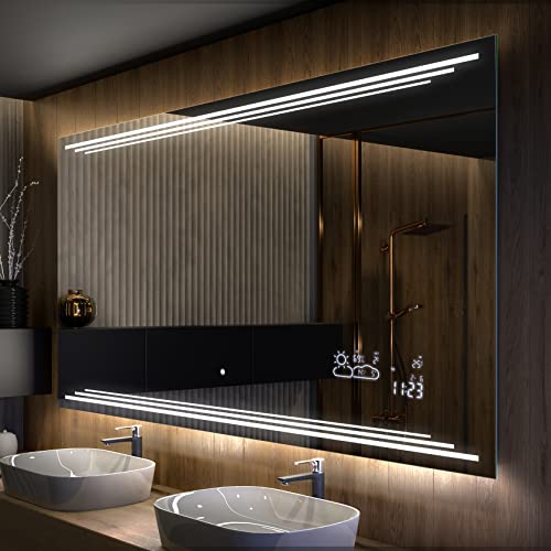 Artforma Badspiegel 100x80 cm mit LED Beleuchtung - Wählen Sie Zubehör - Individuell Nach Maß - Beleuchtet Wandspiegel Lichtspiegel Badezimmerspiegel - LED Farbe zu Wählen L75 von Artforma