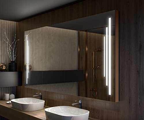 Artforma Badspiegel 110x70 cm mit LED Beleuchtung und Abdeckung- Wählen Sie Zubehör - Individuell Nach Maß - Beleuchtet Wandspiegel Lichtspiegel Badezimmerspiegel - LED Farbe zu Wählen L27 von Artforma