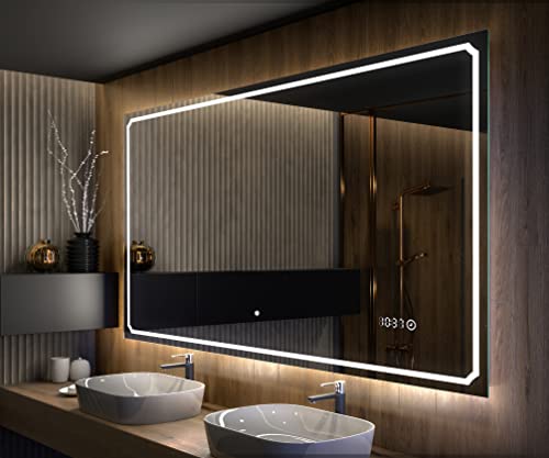 Artforma Badspiegel 120x60 cm mit LED Beleuchtung - Wählen Sie Zubehör - Individuell Nach Maß - Beleuchtet Wandspiegel Lichtspiegel Badezimmerspiegel - LED Farbe zu Wählen L137 von Artforma