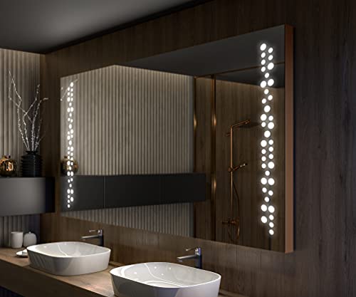 Artforma Badspiegel 120x70 cm mit LED Beleuchtung und Abdeckung- Wählen Sie Zubehör - Individuell Nach Maß - Beleuchtet Wandspiegel Lichtspiegel Badezimmerspiegel - LED Farbe zu Wählen L65 von Artforma