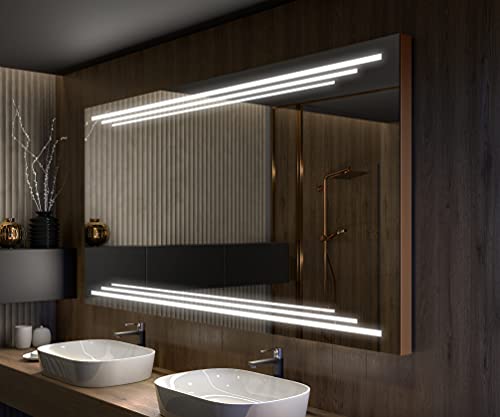 Artforma Badspiegel 120x80 cm mit LED Beleuchtung und Abdeckung- Wählen Sie Zubehör - Individuell Nach Maß - Beleuchtet Wandspiegel Lichtspiegel Badezimmerspiegel - LED Farbe zu Wählen L75 von Artforma