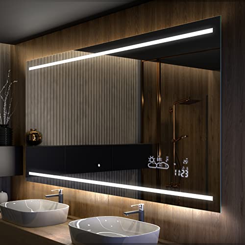 Artforma Badspiegel 80x70 cm mit LED Beleuchtung - Wählen Sie Zubehör - Individuell Nach Maß - Beleuchtet Wandspiegel Lichtspiegel Badezimmerspiegel - LED Farbe zu Wählen L23 von Artforma