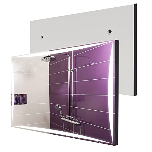 Artforma Badspiegel 80x70 cm mit LED Beleuchtung und Abdeckung- Wählen Sie Zubehör - Individuell Nach Maß - Beleuchtet Wandspiegel Lichtspiegel Badezimmerspiegel - LED Farbe zu Wählen L77 von Artforma