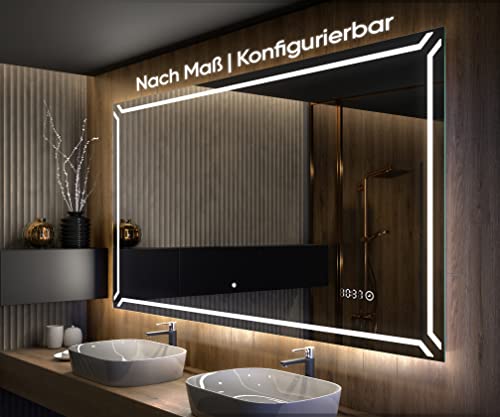 Artforma Badspiegel 80x80 cm mit LED Beleuchtung - Wählen Sie Zubehör - Individuell Nach Maß - Beleuchtet Wandspiegel Lichtspiegel Badezimmerspiegel - LED Farbe zu Wählen L129 von Artforma