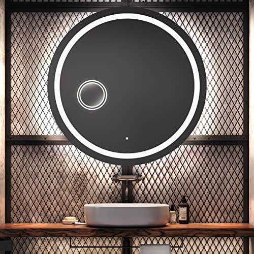 Artforma Rund Badspiegel mit LED Beleuchtung 100cm - Wählen Sie Zubehör - Individuell Nach Maß - Beleuchtet Wandspiegel Lichtspiegel Badezimmerspiegel | beleuchtet Bad Licht Spiegel L33 von Artforma