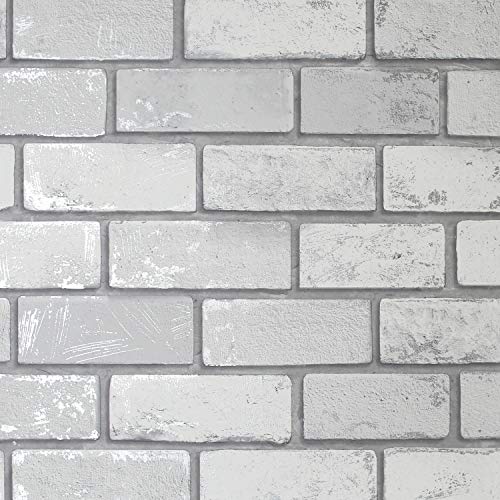 Metallic Brick White/Silver 692201 von Arthouse