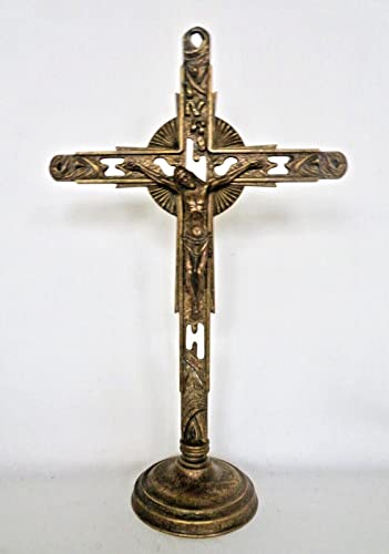 Artikelname Stehkreuz , Standkreuz groß Wandkreuz Jesus Corpus Herrgott Kruzifixe Antik Gold 58cm von artissimo