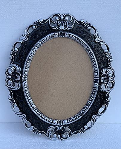 Bilderrahmen Barock SCHWARZ Silber Oval mit SCHUTZGLAS Antik Klassik 45x38 Prunk Bilderrahmen 24x30cm Fotorahmen RokokoTrans von artissimo