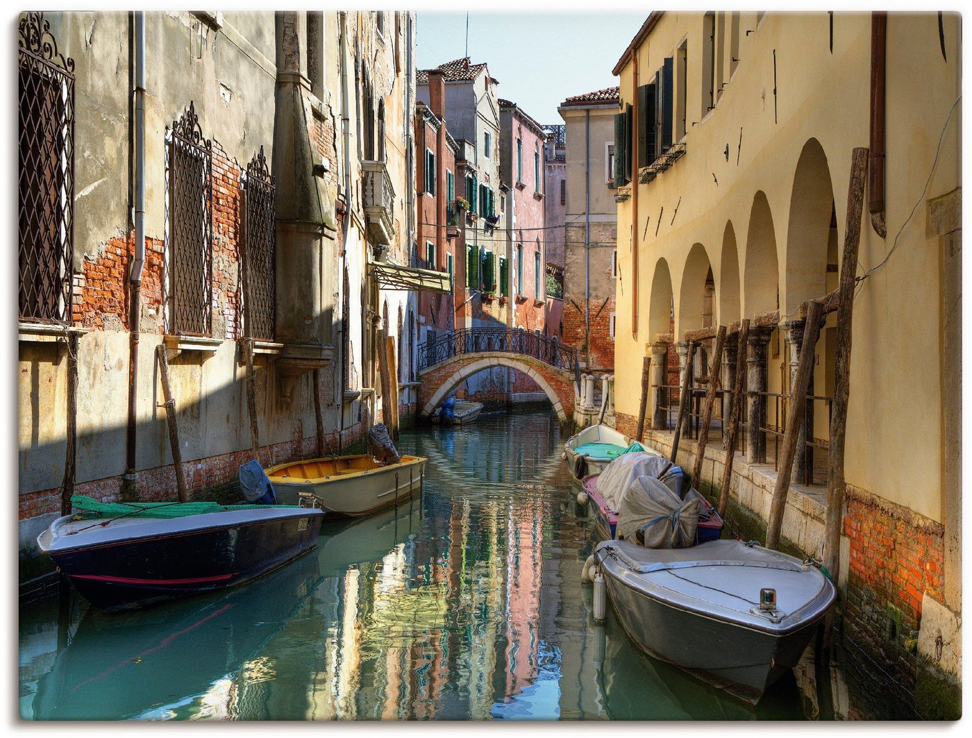 Artland Wandbild Boote auf Kanal in Venedig, Italien (1 St), als Alubild, Outdoorbild, Leinwandbild, Poster in verschied. Größen von Artland