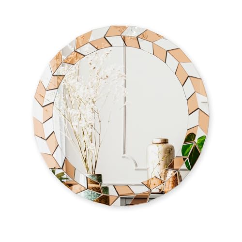 Artloge Dekorative Wandspiegel Flur Modern, 60×60 cm Runde Spiegel Gold Wanddeko Flurspiegel Aesthetic Mirror für Wohnzimmer Schlafzimmer von Artloge