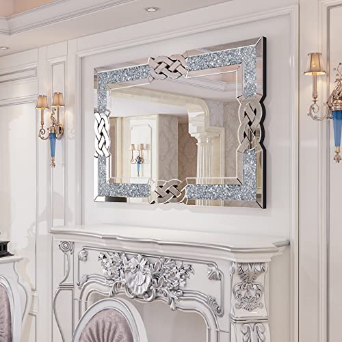Artloge Dekorative Luxus Kristall Wandspiegel 100×70cm, Modern Spiegel mit Metall Haken Hängespiegel - Badspiegel für Badezimmer Wohnzimmer Schlafzimmer von Artloge