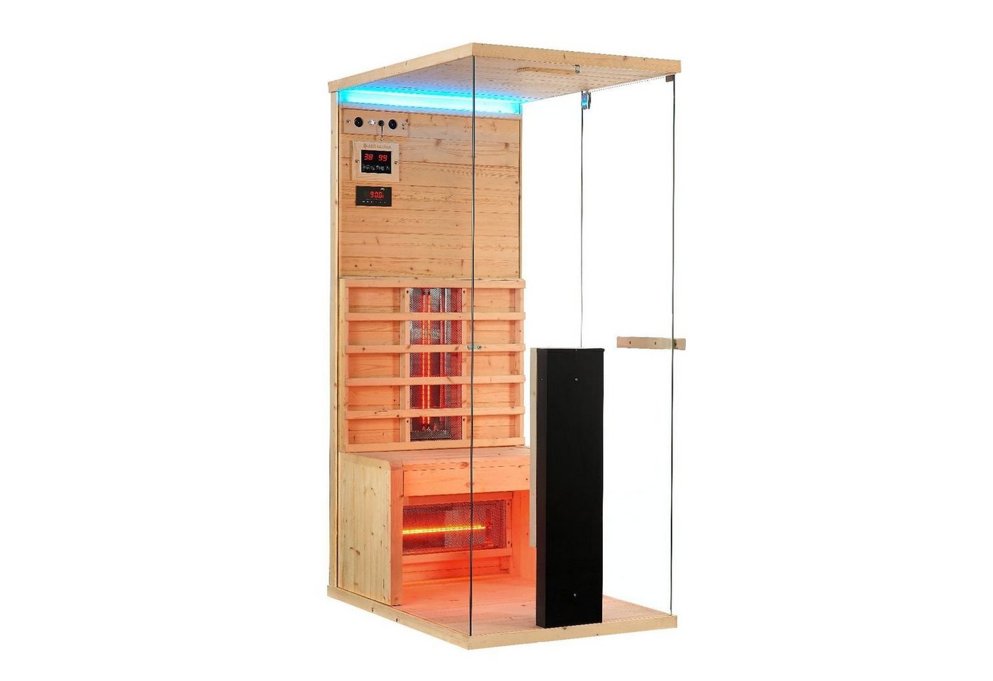 Artsauna Infrarotkabine Kolari80, BxTxH: 80 x 110 x 190 cm, für 1 Personen, Fichtenholz, HiFi-System, Bluetooth, LED-Farblicht von Artsauna