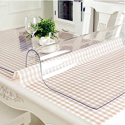 Artwelt Tischdecke Transparent Tischfolie 1.8mm Glasklar Folie Outdoor Tischschutz Wasserdicht Abwaschbar Schräger Rand Polyvinylchloride Folie Wunschmaß Fettdicht Tischschutzfolie (200X120) von Artwelt