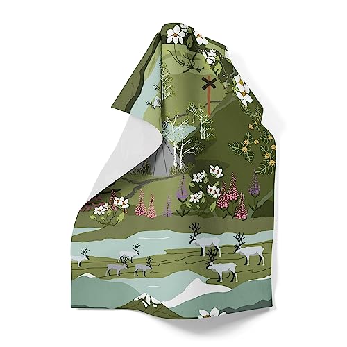 Arvidssons Textil Fjällvandring Grün-Türkis Geschirrtuch 46x70 cm von Arvidssons Textil