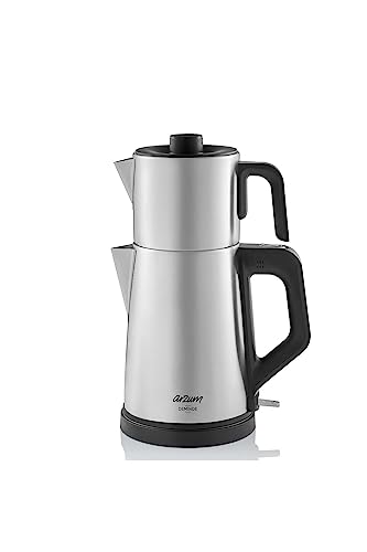 Arzum AR3129 Deminde Teekocher, Edelstahl, 1,8 L Wasserkessel, 1 L Stahlteekanne, Teefilter aus Edelstahl, Teekanne, Tee Maschine, Tea Maker, von Arzum