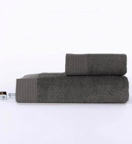 As-Ar Ev Teknolojileri Soft 2er-Pack Handtuch-Set, enthält 1 übergroße Badetücher 70 x 140 cm, 1 Handtücher 40 x 70 cm, für den täglichen Gebrauch, kompakt und leicht — dunkelgrau von As-Ar Ev Teknolojileri
