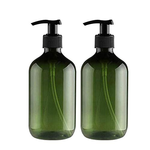 Asalinao 300 ml / 500 ml Seifen- / Lotionspender Leere Flaschen mit schwarzen Lotionspumpenspendern Ideal für Küche und Bad (2 STÜCK Grün, 300 ML) von Asalin