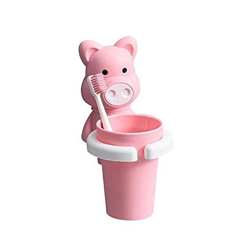Asalinao Zahnbürstenhalter Niedlicher Tierförmiger Zahnbürstenhalter Cartoon Kleines Schwein Zahnbürstenhalter und Halter für die Hausreinigung Baby Kinder (Rosa, one Size) von Asalin