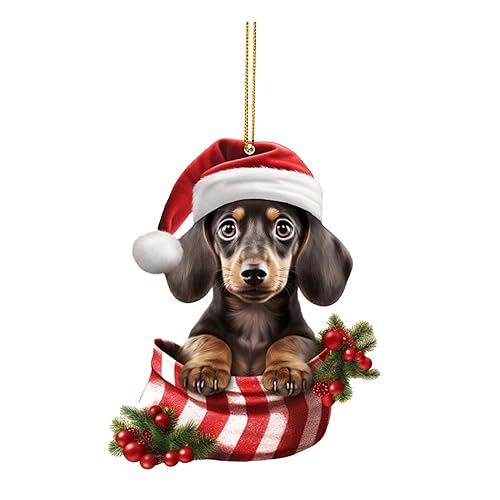 Weihnachten Acryl Hunde Dekorationen für Weihnachtsbaum Dekor Handwerk hängende Dekoration Hängende (A, 9x5x1cm) von Ashleyzj