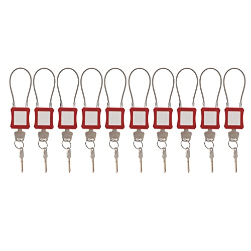 10er-Pack Kabelschlösser, rotes elektrisches Lockout-Tagout-Set mit wiederbeschreibbaren Etiketten und 20 Schlüsseln Sicherheitskabelschlösser aus Premium-Stahl für die Gerätewartung von Asixxsix