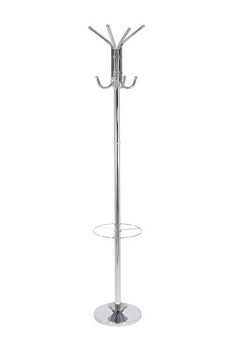 Aspect Hamilton Free Standing Metal Coat Rack with Umbrella Base, Steel, Chrome, 30 x 182 cm von ASPECT