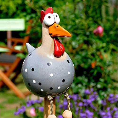 Asslye Harz Huhn Deko,Vintage Hühner Deko Draußen Figuren für Garten Kantenhocker von Asslye