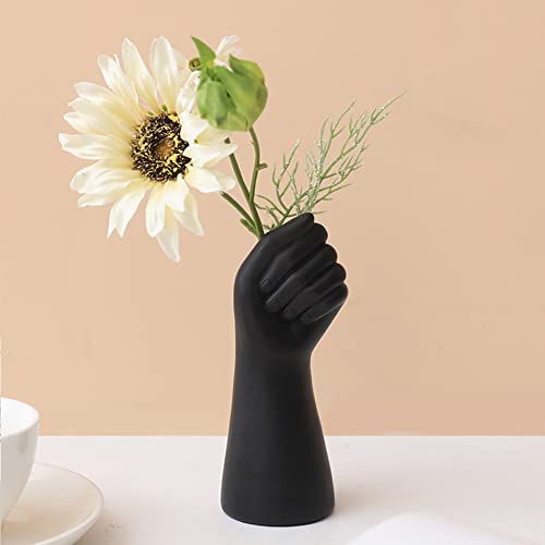 Keramik Vasen Deko Blumenvase Abstrakte Kunst Denker Skulptur Tischvase Modern Aesthetic Deko für Büro Regal Wohnzimmer (Schwarz) von Asslye