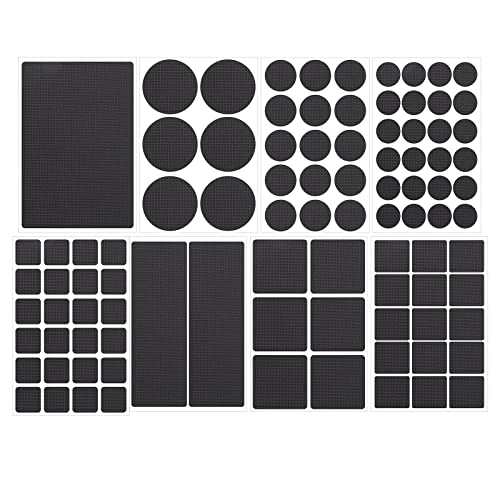 93 Stück Antirutsch Pads Selbstklebend Set, Schwarz 5 mm Dicke Anti Rutsch Pads, Rutschhemmer Gummi Matte für Möbelfüße Stuhlbein Tische Sofas, Schutz Ihrer Möbel & Hartholzböden (8 Größen) von ASTER