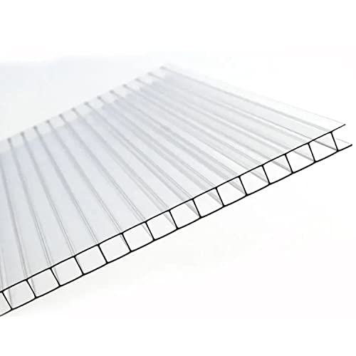 AtHaus® Polycarbonat Hohlkammerstegplatten - 200 Maße zur Auswahl | 1250 x 615-4mm Stärke | UV-beständigen (Transparent)|stoßsicheren Doppelstegplatte Gewächshausplatte Stegplatten von AtHaus