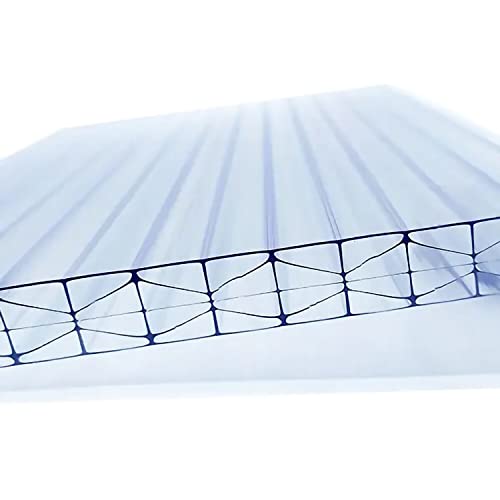 AtHaus® Polycarbonat Hohlkammerstegplatten - 200 Maße zur Auswahl | 1400 x 700-10mm Stärke | UV-beständigen (Transparent)|stoßsicheren Doppelstegplatte Gewächshausplatte Stegplatten von AtHaus