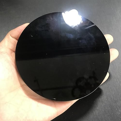 AtkitS Natürlicher schwarzer Obsidian-Scrying-Spiegel, Heilkristalle, Stein, runde Platte, Hexerei-Spiegel, Heimdekoration (Size : 12cm) von AtkitS