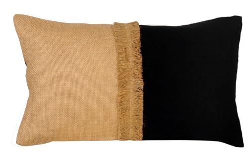 Atout Ciel Kissen gefüllt aus Baumwolle und Jute, 30 x 50 cm, Schwarz von Atout Ciel