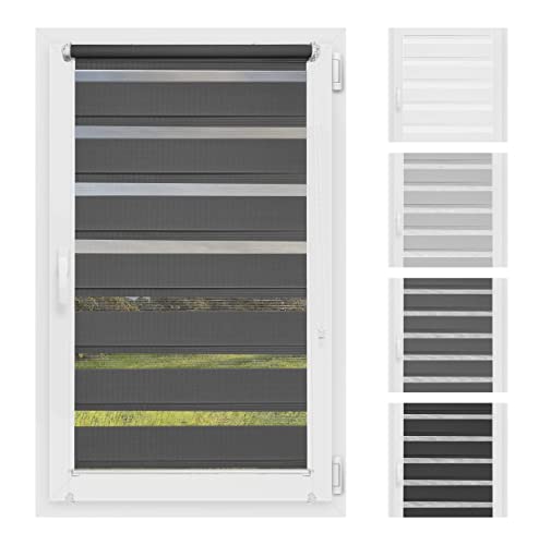 Atrium - Doppelrollo | ohne Bohren | Duo Rollo für Fenster | Sonnenschutz | Fensterrollo Tag und Nacht | Graphit, 40 x 150 cm von Atrium