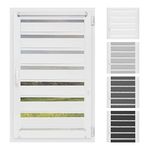 Atrium - Doppelrollo ohne Bohren Duo Rollo für Fenster Sonnenschutz Fensterrollo Tag und Nacht Weiß, 40 x 150 cm von Atrium