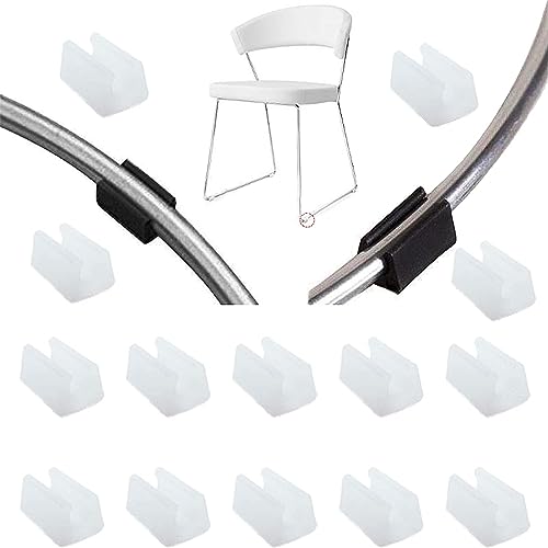 32 Stück Silikon-Stuhl-Rohrklemmen, Stuhlbeinkappen, Gleiter, U-förmige Rohrhülsen, Rohrklemme, Bodenschutz, Kunststoff für Fußabdeckungen auf den meisten Möbeln (10 mm, weiß) von AtuakB