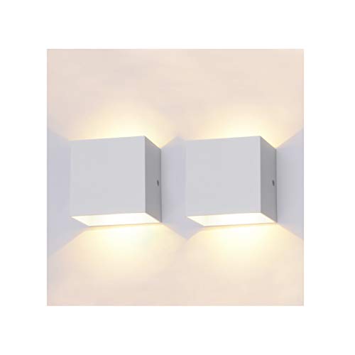 Audor 2 Stücke 6W LED Wandleuchte Innen Up Down Wandleuchte LED Modern Aluminium Wandlampe Leuchten für Wohnzimmer Schlafzimmer Badezimmer Küche Esszimmer Warmweiß -Weiß [Energieklasse A++] von Audor