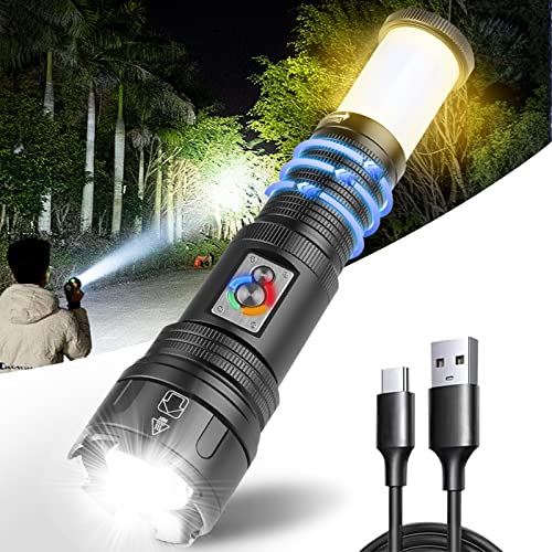 Taschenlampe Led Aufladbar 30000 Lumen, LED Taschenlampe Extrem Hell mit Campinglampe 10 Modi Zoombar Wasserdicht Taktische Taschenlampe Batteriebetrieben für Outdoor Camping Notfälle von Audor