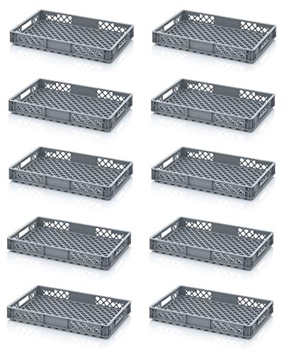 10x Bäckerkiste Cateringbox 60 x 40 x 7,5 durchbrochen inkl. Zollstock * Eurobehälter lebensmittelecht von Auer Packaging