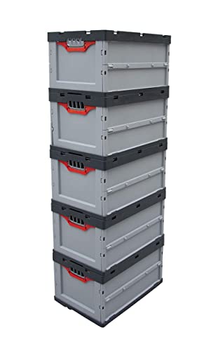 Auer Faltbox 5er Set FB 64/27 60x40x27cm, 56L | Kunststoffbehälter Stapelbox Logistikbox Vorratsbox |Transportbox Lebensmittelbox Eurobehälter Campingbox Wohnmobilbox von Auer Packaging