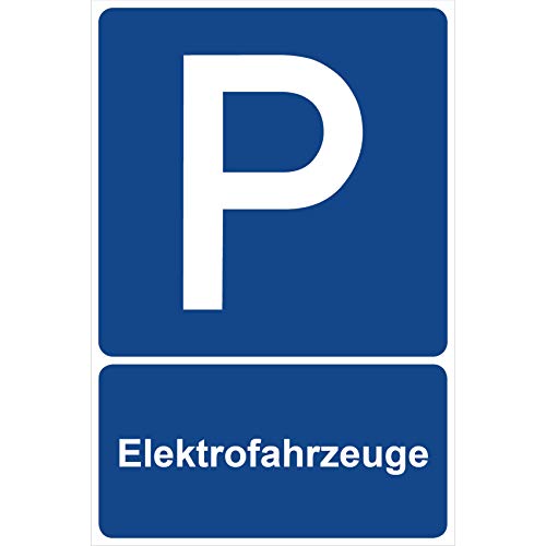 Parkplatzschild Elektrofahrzeuge Parken Schild Blau 30 x 20 x 0,3 cm Kunststoff Parkplatzmakierung Parken Parkplatzschilder Parkplatz Hinweisschild, Verbotsschild, Parkplatz Freihalten von Aufklebo