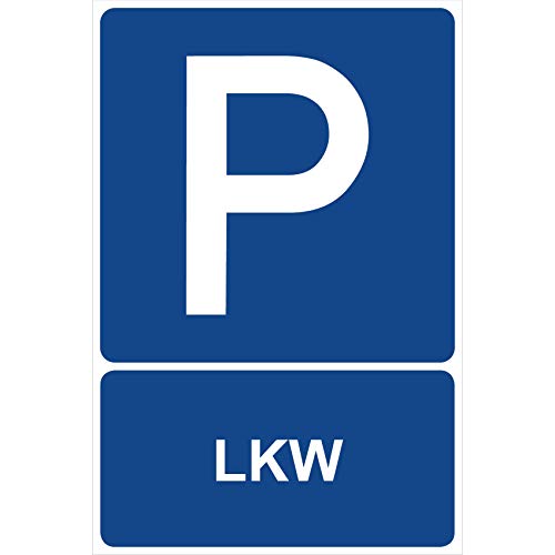 Parkplatzschild LKW Parken Schild Blau 30 x 20 x 0,3 cm Kunststoff Parkplatzmakierung Parken Parkplatzschilder Parkplatz Hinweisschild, Verbotsschild, Parkplatz Freihalten von Aufklebo