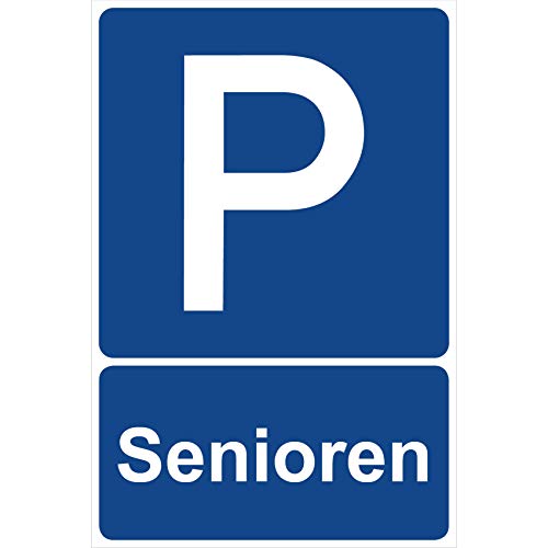 Parkplatzschild Senioren Parken Schild Blau 30 x 20 x 0,3 cm Kunststoff Parkplatzmakierung Parken Parkplatzschilder Parkplatz Hinweisschild, Verbotsschild, Parkplatz Freihalten von Aufklebo