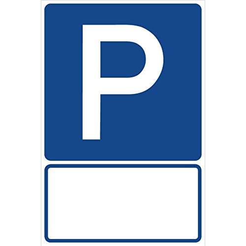 Schild Parkplatz Parken mit Freifeld Blau 30 x 20 cm Hartschaumplatte 3mm dick Schild mit Freifeld für Autokennzeichen Mieter Name Warnzeichen - Parkplatzschild zum Beschriften von Aufklebo