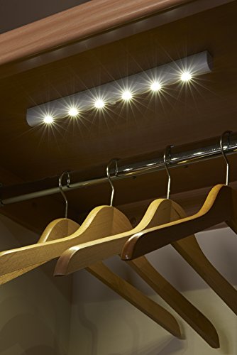 Auraglow Automatische LED-Lichtleiste Bewegungsmelder Kabelloses Superhelles mit 6 LEDs - Tageslicht-weiß - 2 Stuck von Auraglow