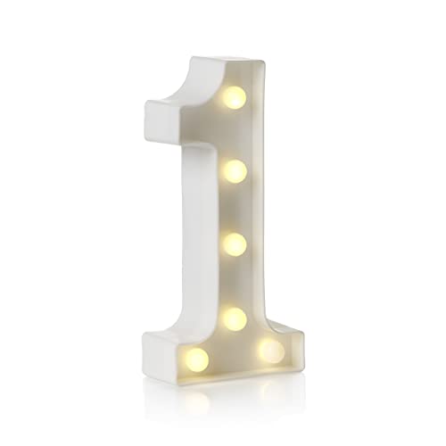 Auraglow LED-Alphabet-Buchstaben und Zahlen-Licht, Dekorationen, Lampe für Zuhause, Geburtstagsparty, Veranstaltung, Nachtlichter, batteriebetriebene mit 4 Stunden Timer (&) von Auraglow