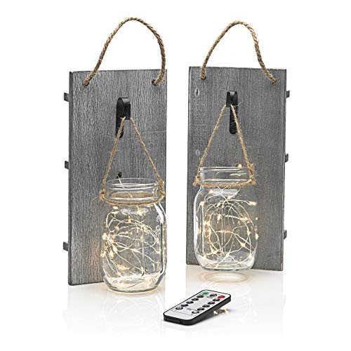 Auraglow LED-Lichterkette mit Fernbedienung, rustikal, Vintage-Stil, Wanddekoration, Einmachglas, Doppelpack von Auraglow